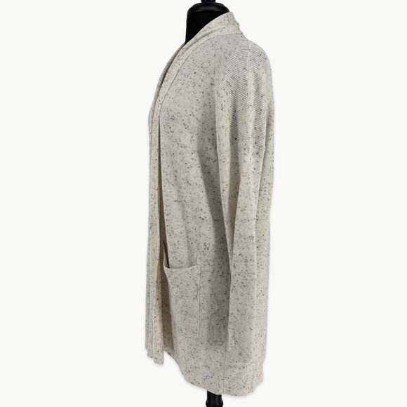 Eileen Fisher Organic Cotton Speckle High Collar Cardigan | XS | Neutral/Black - Picture 9 of 14